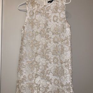 White and gold mini summer dress